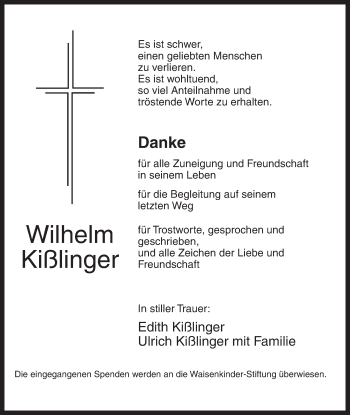 Traueranzeige von Edith Kißlinger von Dinkelsbühl/ Feuchtwangen