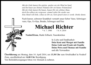 Traueranzeige von Michael Richter von Neustadt/ Scheinfeld/ Uffenheim