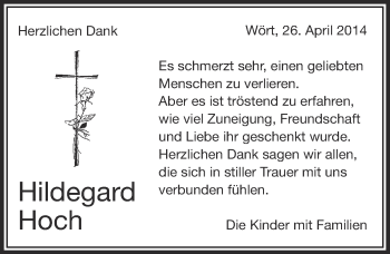 Traueranzeige von Hildegard Hoch von Dinkelsbühl/ Feuchtwangen