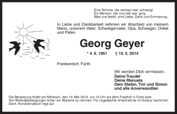 Traueranzeige von Georg Geyer von Ansbach