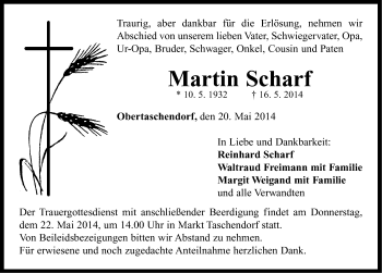 Traueranzeige von Martin Scharf von Neustadt/ Scheinfeld/ Uffenheim