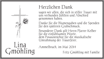 Traueranzeige von Lina Gmöhling von Dinkelsbühl/ Feuchtwangen