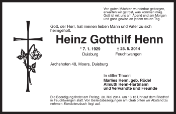 Traueranzeige von Heinz Gotthilf Henn von Dinkelsbühl/ Feuchtwangen