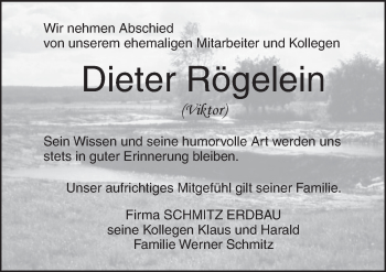 Traueranzeige von Dieter Rögelein von Dinkelsbühl/ Feuchtwangen