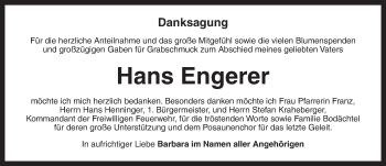 Traueranzeige von Hans Engerer von Ansbach