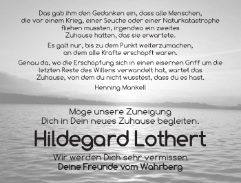 Traueranzeige von Hildegard Lothert von Ansbach