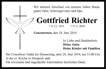 Traueranzeige von Gottfried Richter von Neustadt/ Scheinfeld/ Uffenheim