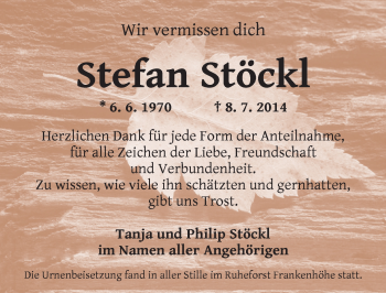 Traueranzeige von Stefan Stöckl von Dinkelsbühl/ Feuchtwangen