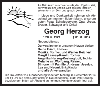 Traueranzeige von Georg Herzog von Ansbach