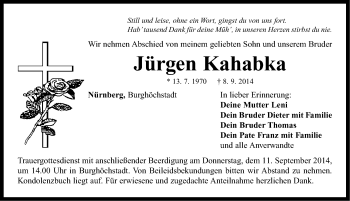 Traueranzeige von Jürgen Kahabka von Neustadt/ Scheinfeld/ Uffenheim