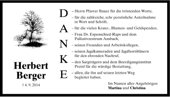 Traueranzeige von Herbert Berger von Neustadt/ Scheinfeld/ Uffenheim