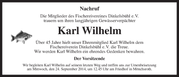 Traueranzeige von Karl Wilhelm von Dinkelsbühl/ Feuchtwangen
