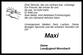 Traueranzeige von Maxi  von Ansbach
