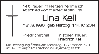 Traueranzeige von Lina Keil von Dinkelsbühl/ Feuchtwangen