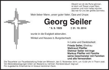 Traueranzeige von Georg Seiler von Ansbach