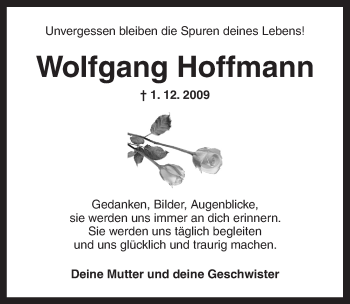 Traueranzeige von Wolfgang Hoffmann von Dinkelsbühl/ Feuchtwangen