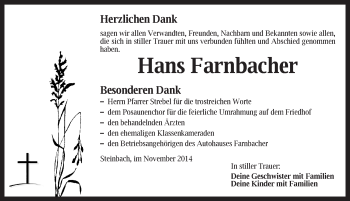 Traueranzeige von Hans Farnbacher von Ansbach