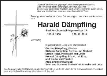 Traueranzeige von Harald Dämpfling von Ansbach