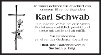 Traueranzeige von Karl Schwab von Ansbach