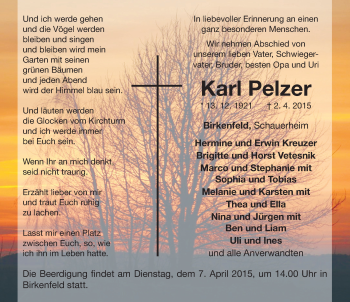 Traueranzeige von Karl Pelzer von Neustadt/ Scheinfeld/ Uffenheim