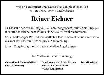 Traueranzeige von Reiner Eichner von Neustadt/ Scheinfeld/ Uffenheim