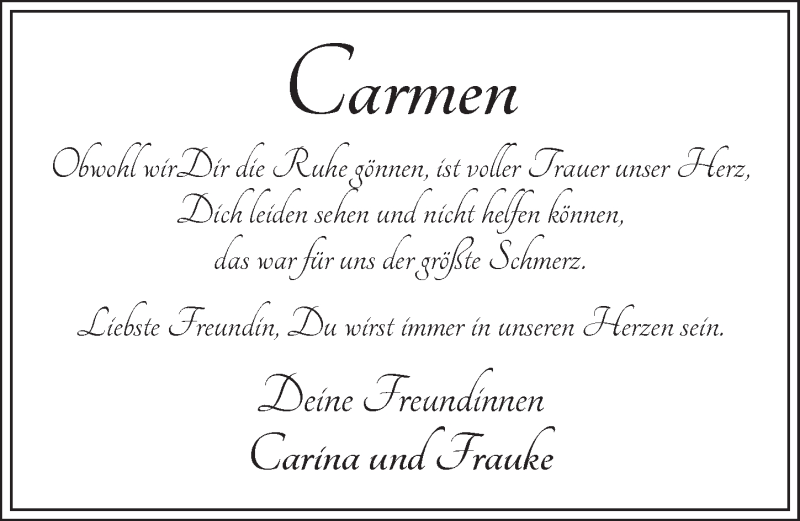  Traueranzeige für Carmen Meyer vom 23.06.2015 aus Dinkelsbühl/ Feuchtwangen