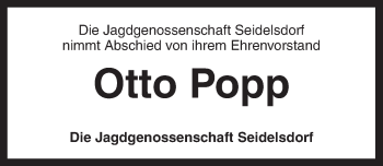 Traueranzeige von Otto Popp von Dinkelsbühl/ Feuchtwangen