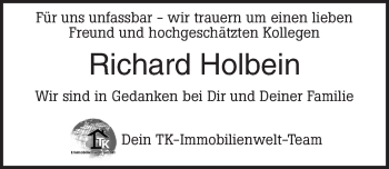 Traueranzeige von Richard Holbein von Ansbach