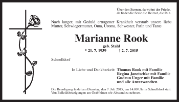 Traueranzeige von Marianne Rook von Dinkelsbühl/ Feuchtwangen