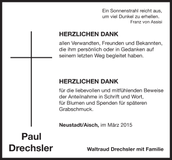 Traueranzeige von Paul Drechsler von Neustadt/ Scheinfeld/ Uffenheim