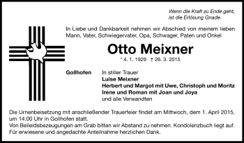 Traueranzeige von Otto Meixner von Neustadt/ Scheinfeld/ Uffenheim