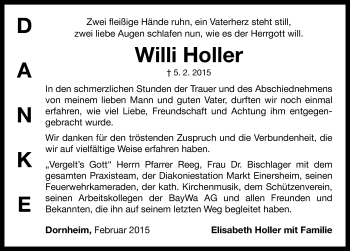 Traueranzeige von Willi Holler von Neustadt/ Scheinfeld/ Uffenheim