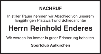 Traueranzeige von Reinhold Enderes von Dinkelsbühl/ Feuchtwangen