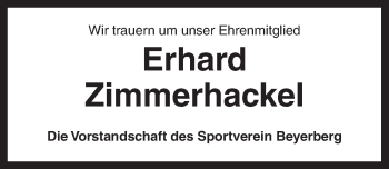 Traueranzeige von Erhard Zimmerhackel von Dinkelsbühl/ Feuchtwangen