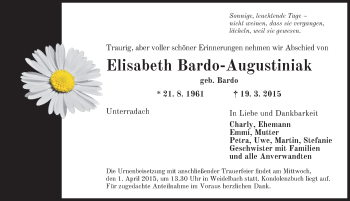 Traueranzeige von Elisabeth Bardo-Augustiniak von Dinkelsbühl/ Feuchtwangen