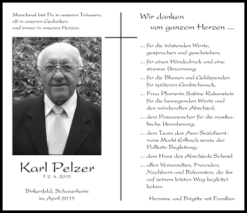 Traueranzeige von Karl Pelzer von Neustadt/ Scheinfeld/ Uffenheim