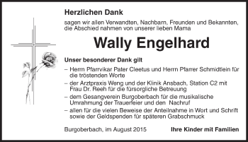 Traueranzeige von Wally Engelhard von Ansbach