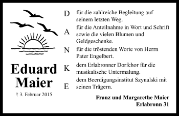 Traueranzeige von Eduard Maier von Neustadt/ Scheinfeld/ Uffenheim