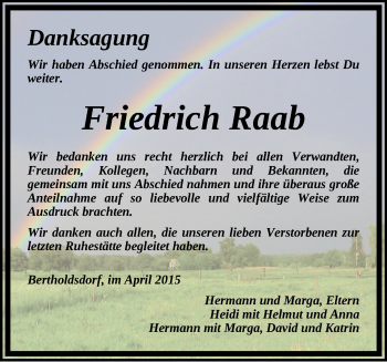 Traueranzeige von Friedrich Raab von Ansbach