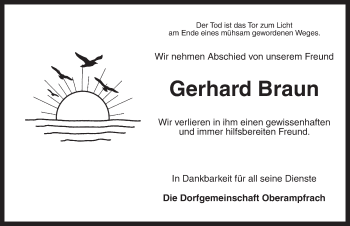 Traueranzeige von Gerhard Braun von Dinkelsbühl/ Feuchtwangen