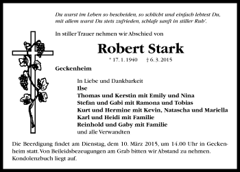 Traueranzeige von Robert Stark von Neustadt/ Scheinfeld/ Uffenheim