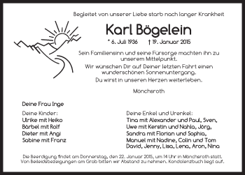 Traueranzeige von Karl Bögelein von Dinkelsbühl/ Feuchtwangen