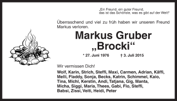 Traueranzeige von Markus Gruber von Dinkelsbühl/ Feuchtwangen