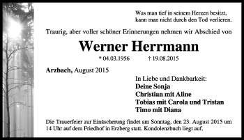 Traueranzeige von Werner Herrmann von Dinkelsbühl/ Feuchtwangen