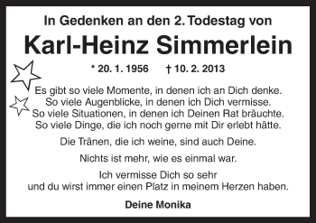 Traueranzeige von Karl-Heinz Simmerlein von Dinkelsbühl/ Feuchtwangen