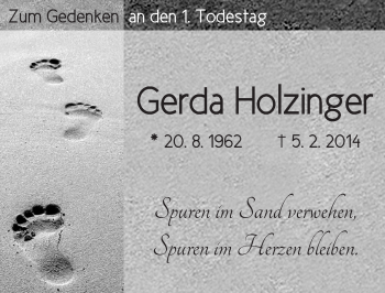 Traueranzeige von Gerda Holzinger von Ansbach