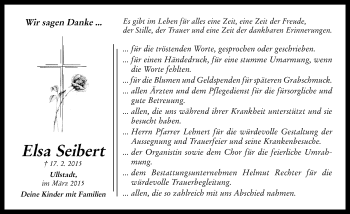 Traueranzeige von Elsa Seibert von Neustadt/ Scheinfeld/ Uffenheim