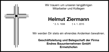 Traueranzeige von Helmut Ziermann von Neustadt/ Scheinfeld/ Uffenheim