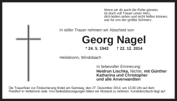 Traueranzeige von Georg Nagel von Ansbach