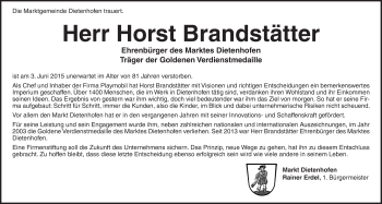 Traueranzeige von Horst Brandstätter von Gesamtausgabe